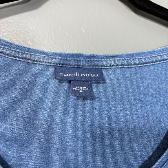 J Jill Pure Jill Indigo Women's Overdyed Chambray Top - Size Medium - Minimalist - Picture 4 of 6